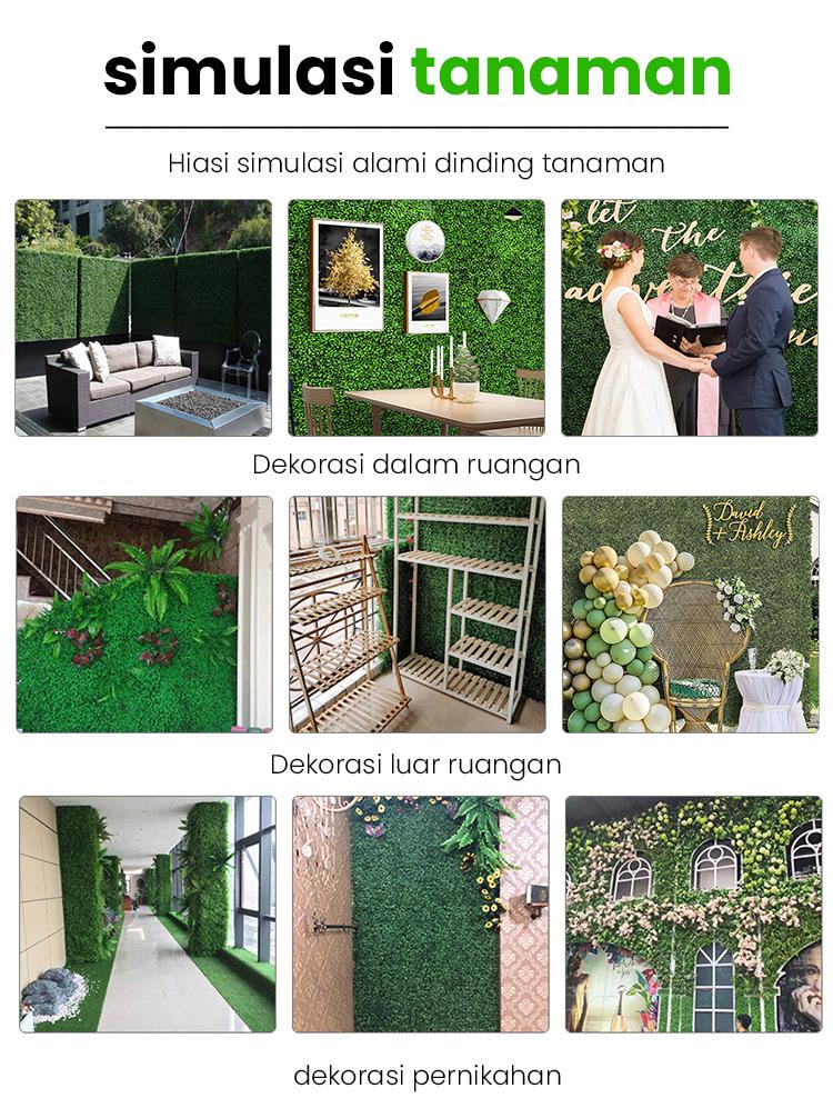 Product Introduction of buatan 40x60cm, pagar dan pagar tanaman, dinding tanaman simulasi, digunakan untuk dekorasi rumah, dekorasi taman, dekorasi kafe, dinding latar belakang TV, kerai dan insulasi suara serta pengurangan kebisingan Hijau   sintetis 12