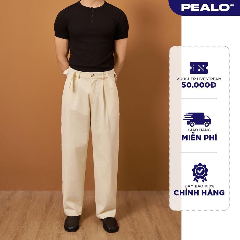 Quần dài nam PEALO vải kaki nhung ống suông casual pants, chất liệu mới Loose Pants Menswear