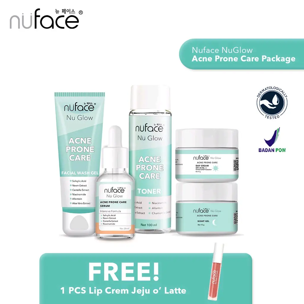 Paket Skincare Nuface 5 in 1 Acne Prone Care / Anti jerawat / skincare nuface hemat Bebas Paraben Facial Berjerawat Treatment