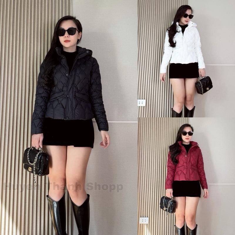  M2 - Áo phao siêu nhẹ trần trám cao cấp khoá kéo có mũ dáng gọn người dành cho Nữ 