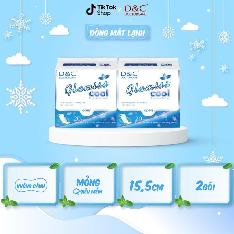 Combo 2 gói băng vệ sinh thảo dược Glamiss Cool hàng ngày 15.5 cm siêu thấm hút băng vệ sinh hằng ngày