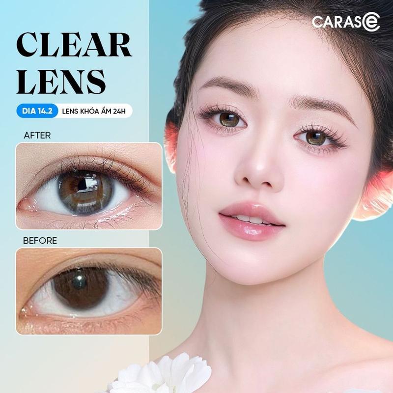 1 chiếc Kính áp tròng khoá ẩm 24H 1 Tháng Màu Trong Suốt CARASE Lens cận Clear
