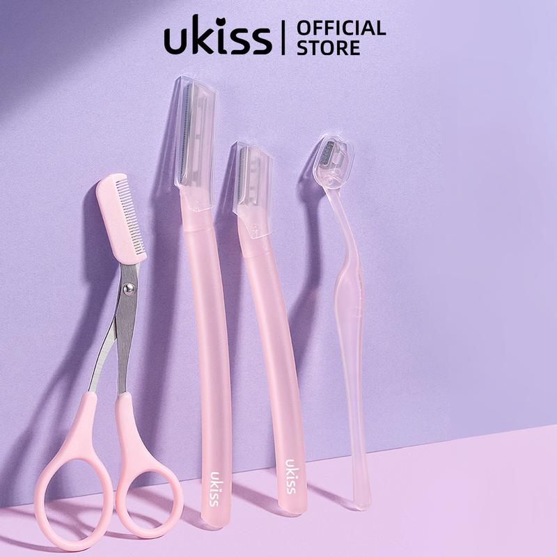 UKISS Bộ Dụng Cụ Cắt Lông Mày, An Toàn Để Ngăn Chặn Trầy Xước, Kết Hợp Đa Chức Năng 4 Món, Làm Bằng Thép Không Gỉ, Bộ 4 Món Cosmetic Trang Điểm Mỹ Phẩm