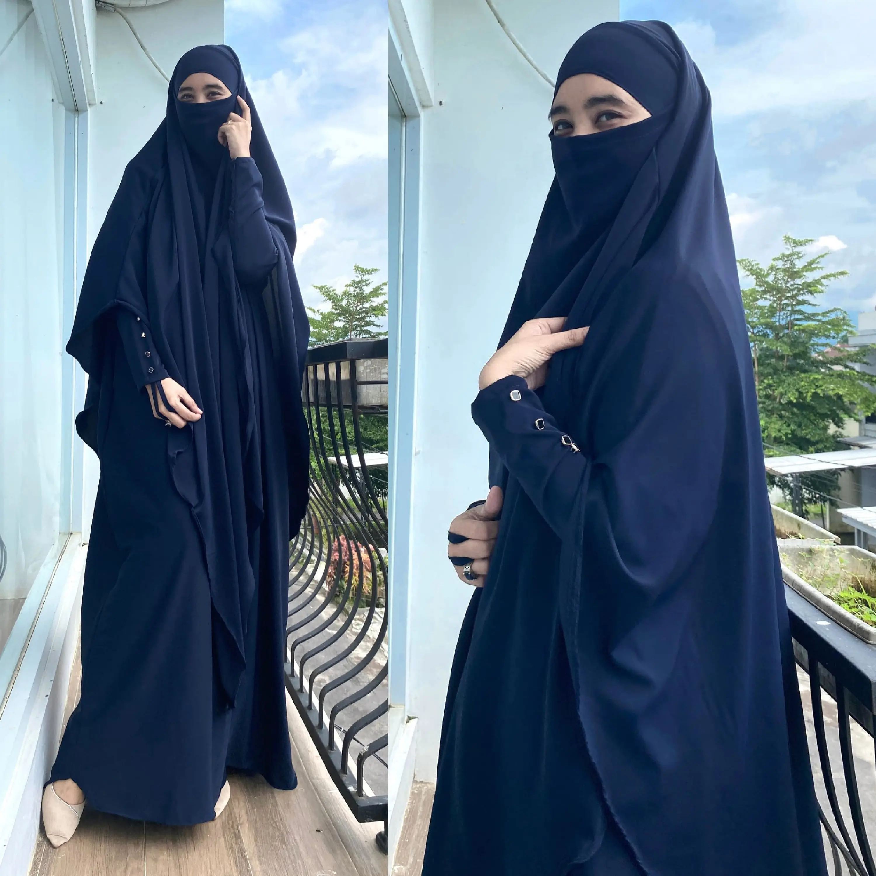 AISYA Abaya Sultan Premium Silk Anti UV Set French Khimar JUMBO Syari Gamis Wanita Muslim Arab Turki Dress Umroh lebaran Ramadhan 2025 Hitam Mewah Free Cadar Bandana Cantik Navy Simple Basic Casual Ceruti