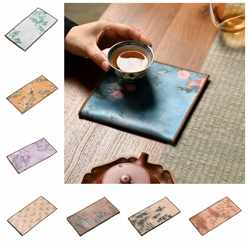 Vải lau, siêu thấm, khăn trà vẽ Trung Quốc, thảm lót Bàn đa công dụng, khăn trà dày, khăn ăn, dụng cụ làm sạch 1