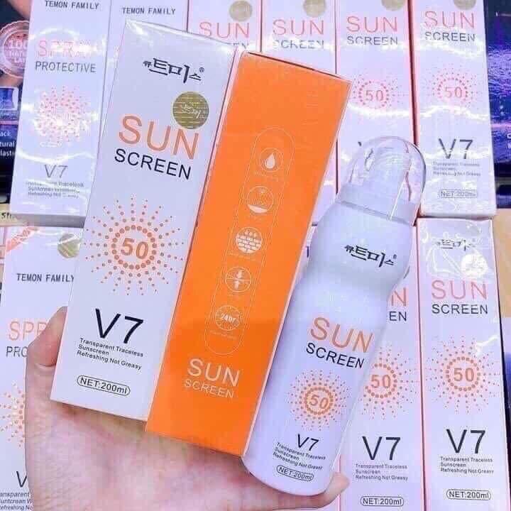 Product Introduction of Xịt chống nắng trắng da nâng tone V7  dùng cho da mặt và body SPF50+ dùng để đi chơi, du lịch bảo vệ da tan toàn cho cả nam và nữ 3