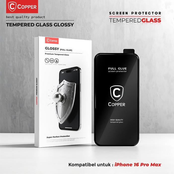Gambar COPPER Tempered Glass Full Glue Premium Glossy - Kompatibel Untuk iPhone 16 Pro Max dari Copper Official Balikpapan Kota Balikpapan Tokopedia