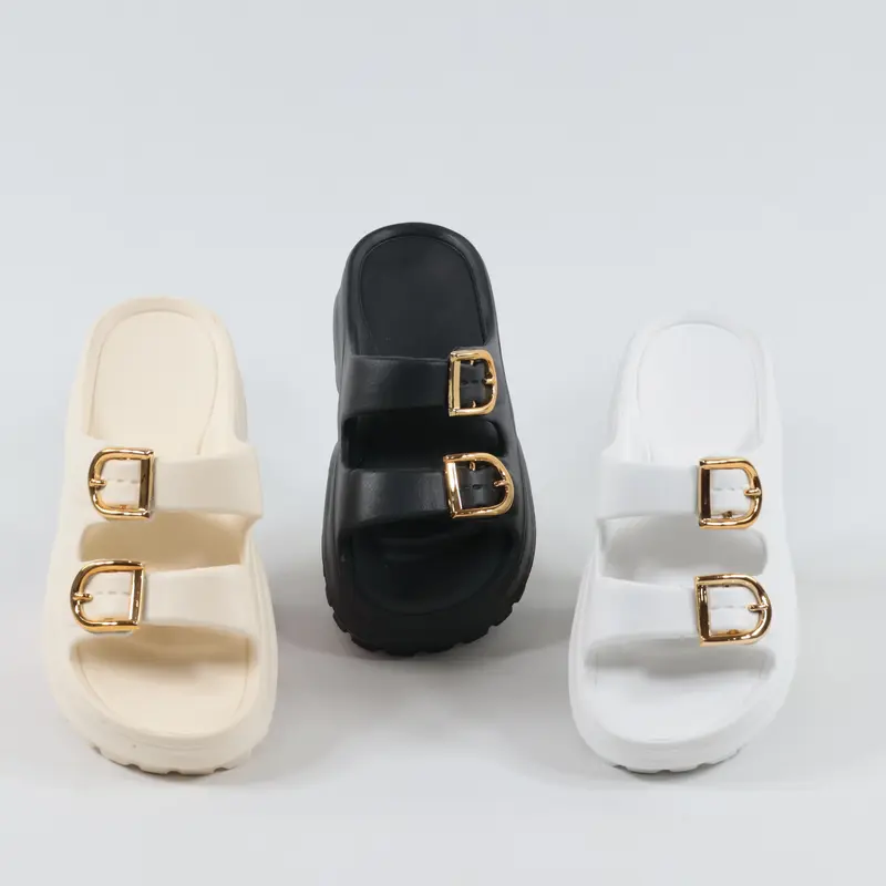 Sandal Strip Wedges Wanita 720m Bahan Karet EVA Anti Slip Anti Licin Kekinian Trend 1