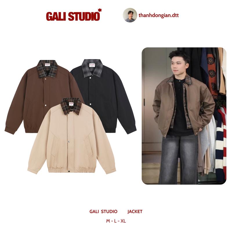   Gali.Stu x Thành Đơn Giản   Áo Khoác Jacket Gali.Stu Form suông Cổ Bẻ Chất Liệu Kaki Hai Lớp Có Khoá Và Cúc Phong Cách Hàn Quốc thời trang Nam Nữ Unisex Menwear Jacket 