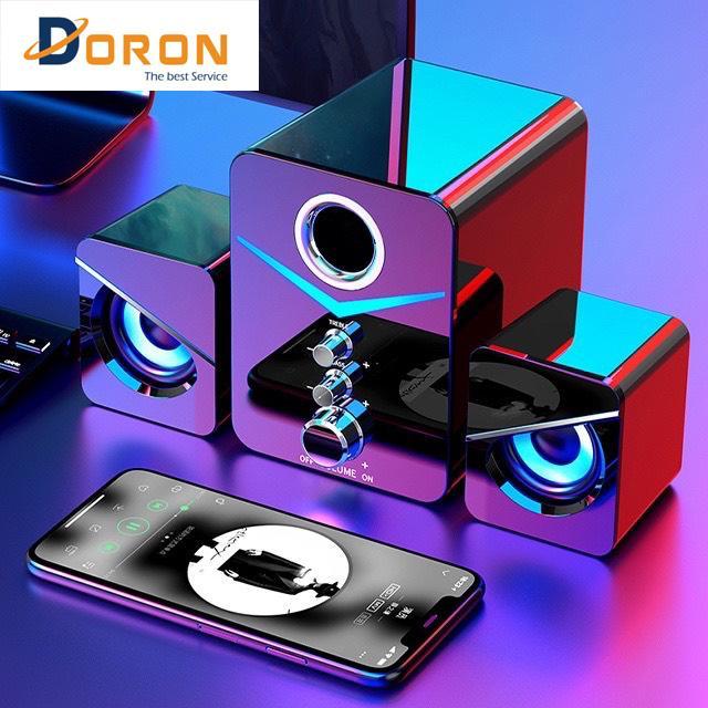 Bộ 3 Loa Máy Tính D221 , D222 Super Bass, Có Đèn LED, Dùng Cho Laptop, PC Nghe Nhạc Loa Vi Tính