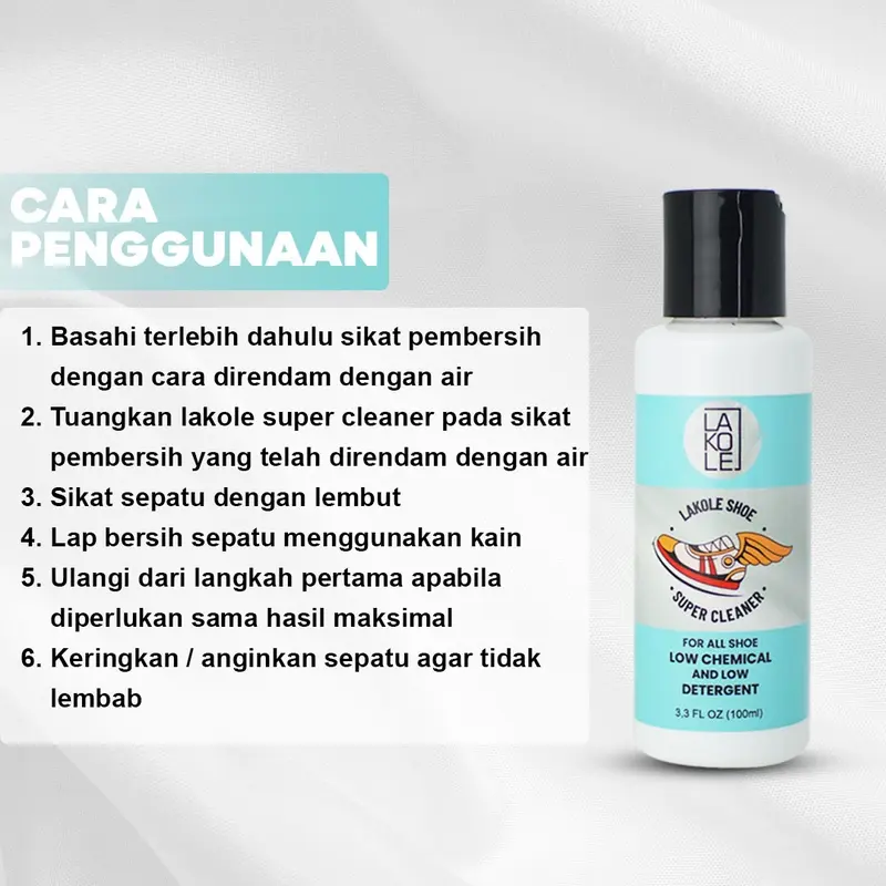 Lakole Sabun Cuci Sepatu Premium Super Cleaner - Cairan Pembersih Sepatu Kotor, Aman Untuk Semua Jenis Sepatu Free sikat 2