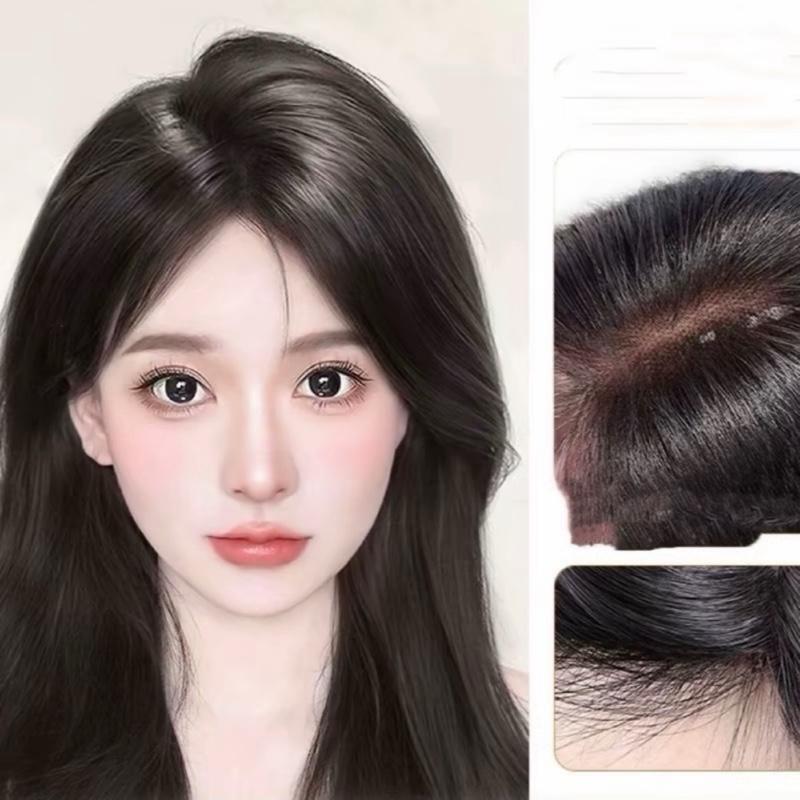  TGTP - Phủ hói Trái tim mái bay bản rộng 3 kẹp - làm bằng tóc thật - che phủ hói mảng rộng - mạng lưới kích thước 9x12 - siêu da DS siêu mỏng và thoáng khí Wig Women 