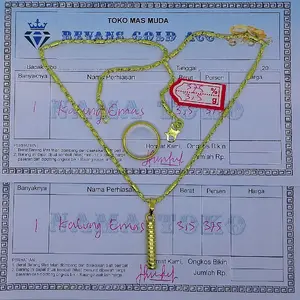 terlaris perhiasan wanita elegan kalung bambu sudah pree cincin polos sudah tahan karat tahan luntur