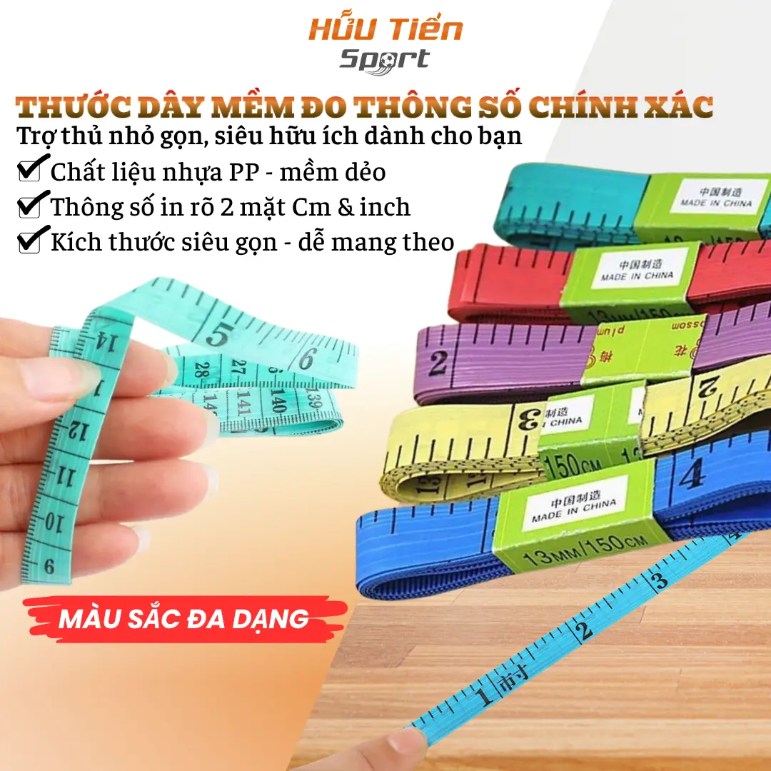 Thước Dây Mềm Đa Năng 1.5M, Thước Đo Chiều Cao Eo Bụng May Đồ Tiện Lợi Nhiều Màu