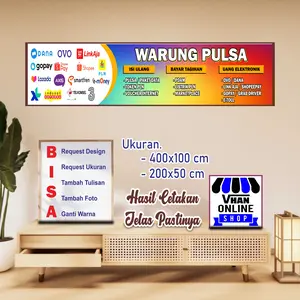 Cetak Spanduk Banner Ukuran 400x100 cm Warung Pulsa Keren