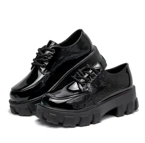 Sepatu Docmart 5CM | Sepatu Docmart Wanita Hitam Gloosy Gaya Klasik Anti SLip Kekinian Boots Shoes