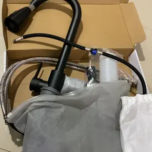 GUANJIE - Kitchen Sink Wastafel Stainless Steel Bak Cuci Piring Dapur Lengkap Tarik Adjustable Minimalis Kuningan Jmm 6045 Black Stainless Kran Tahan Karat