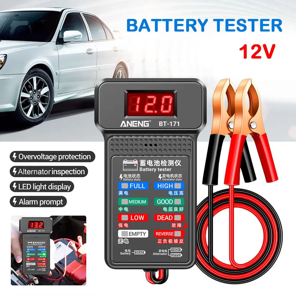12V Car Battery Tester 100-2000CCA Battery Load Tester LCD Battery Alternator Analyzer