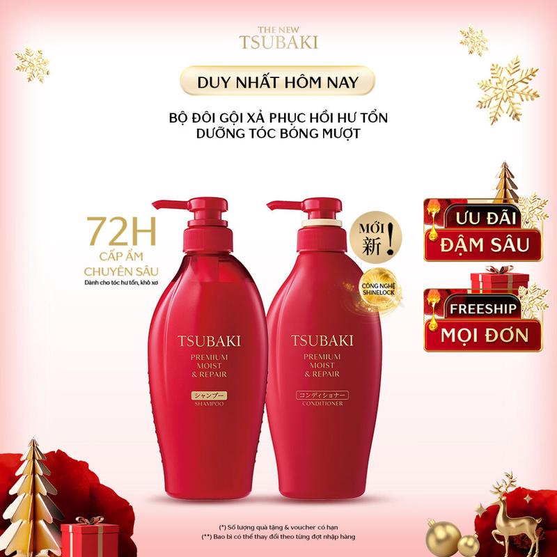 Phương Sena 21.12 Bộ đôi Gội xả phục hồi & bóng mượt TSUBAKI PREMIUM MOIST & REPAIR SHAMPOO & CONDITIONER 450MLX2