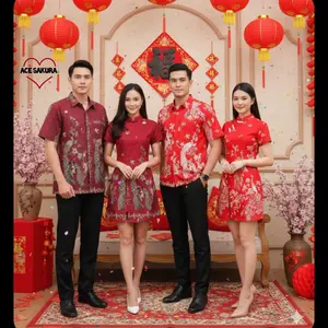 Ace Sakura DRESS BATIK AIMEI CANTIK TERUSAN KERJA KANTOR 045 Imlek Cheongsam WANITA Katun Melar Stretch Pesta Casual Rormal Motif Random Size Standard/XL