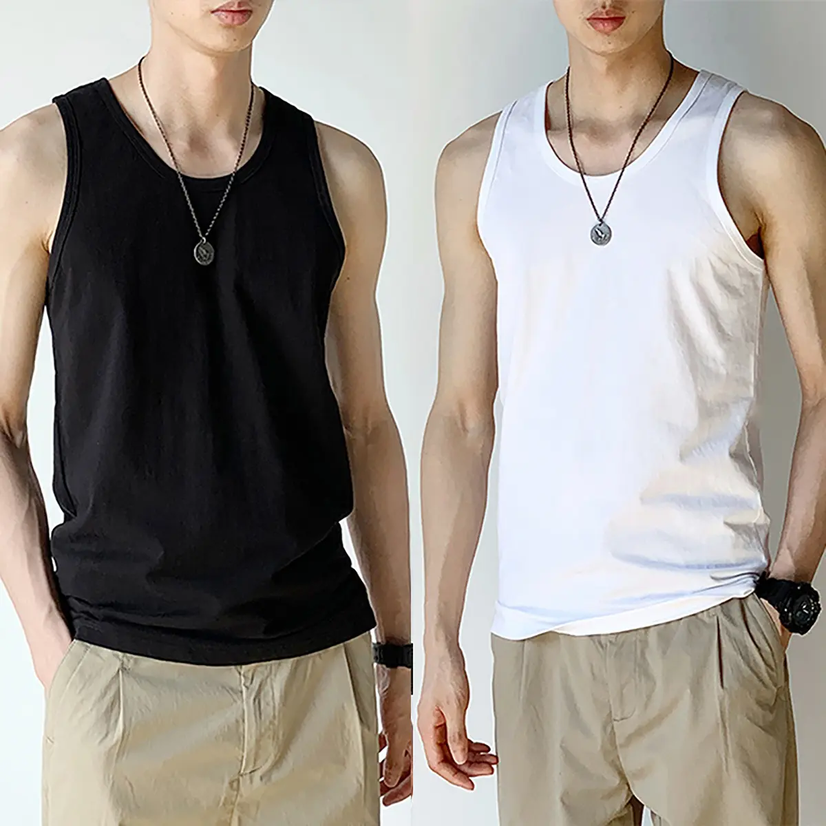 Men'S Plain Sando Body Fit Vest Tanks Top Plain Muscle Basic Wear