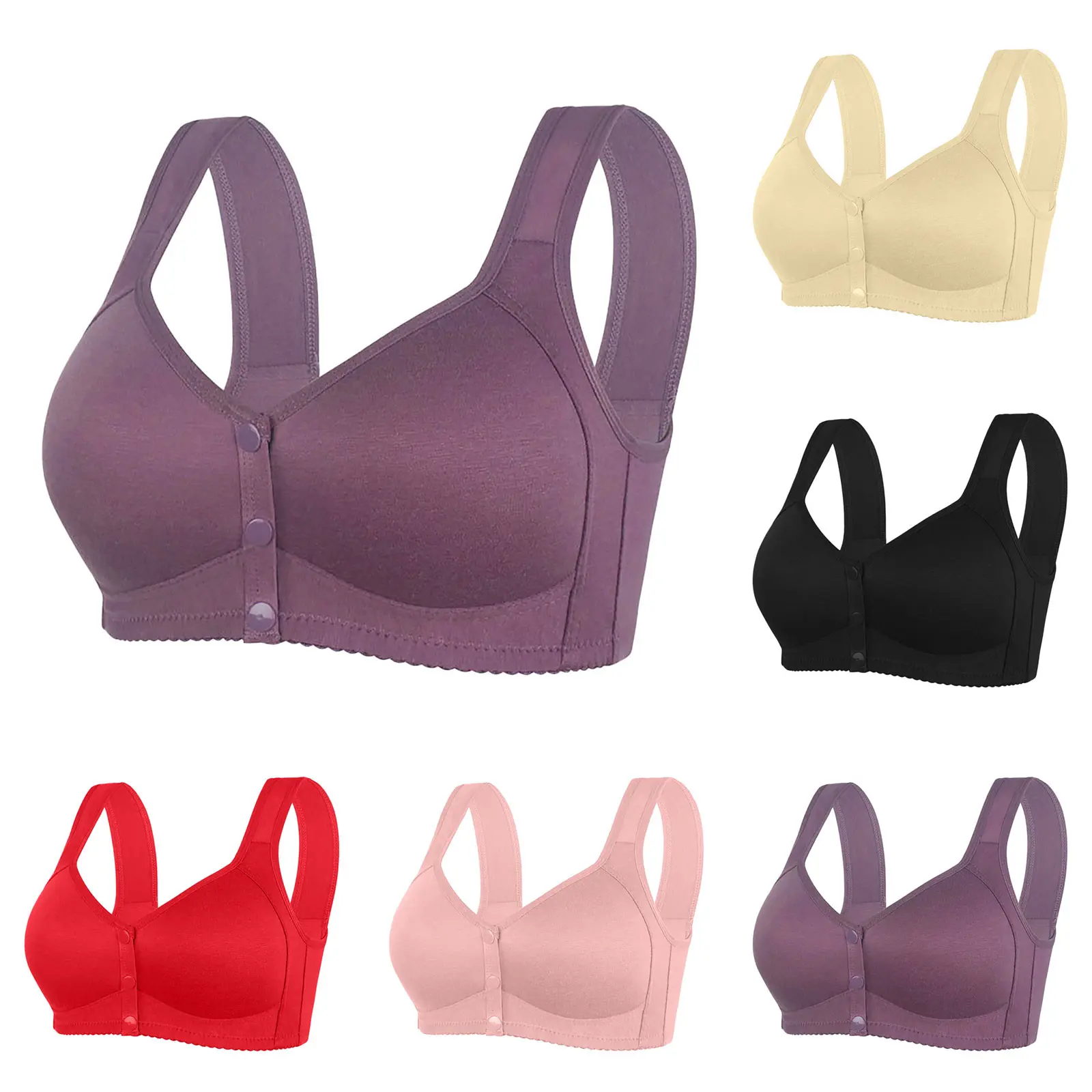 2023 New Women's Large Size Wireless Push Up Comfortable Breathable Underwear Daily Bra, Cheap Set of Push Up Bras Looks Deep