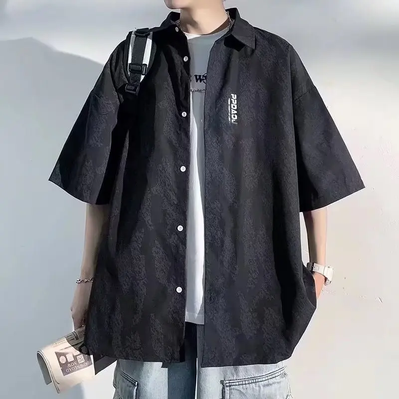 COOLWOI - Kemeja EDDY Kasual Merek Trendi Pria Lengan Pendek Kemeja Trendi Pakaian Pria 2