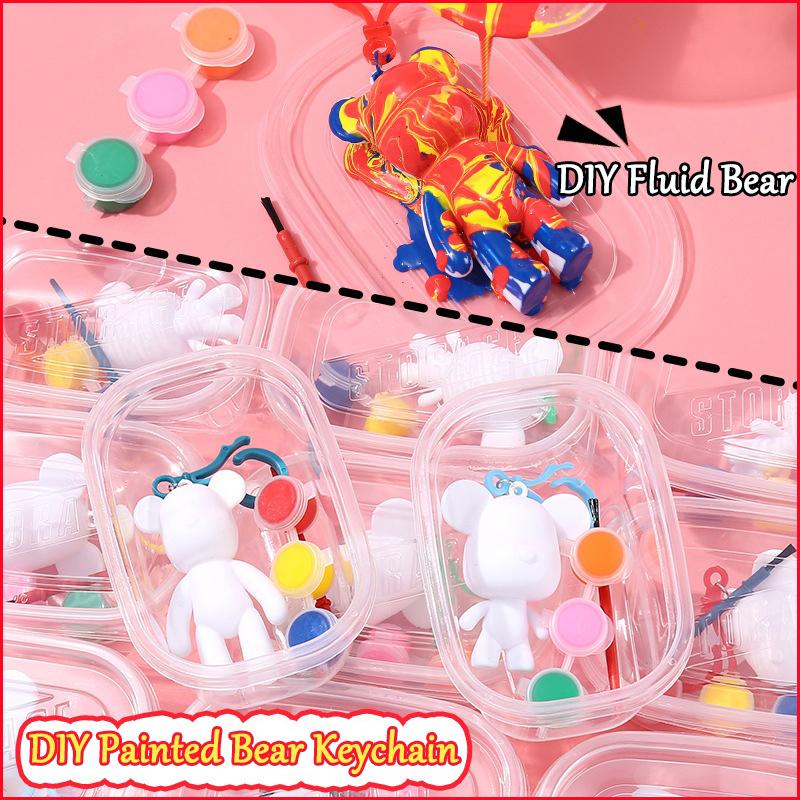 Plaster Keychains MG Cartoon coloring plaster Fluid Bear Keychain Children's painting ...