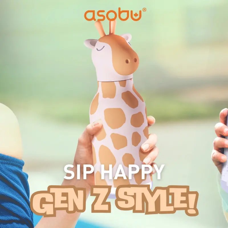 Botol Minum / Tumbler / Termos Stainless Steel - ASOBU Bestie Bottle 460ML - Girrafe 5