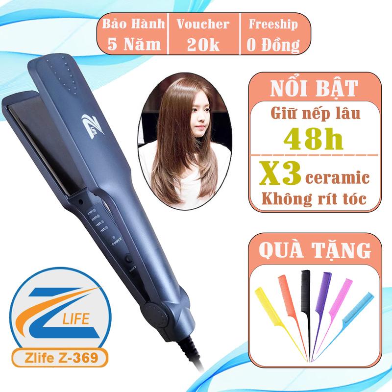 Máy là tóc bản to Zlife Z369  máy làm tóc máy duỗi tóc ép tóc mini tạo kiểu có 4 mức nhiệt phù hợp mọi loại tóc làm nóng nhanh chóng 