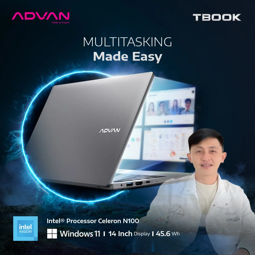 [Exclusive Rivel Sumigar] (FREE TAS) ADVAN TBOOK Intel N100 4GB/128GB 14" HD Laptop Notebook Free Windows 11 Upgradeable