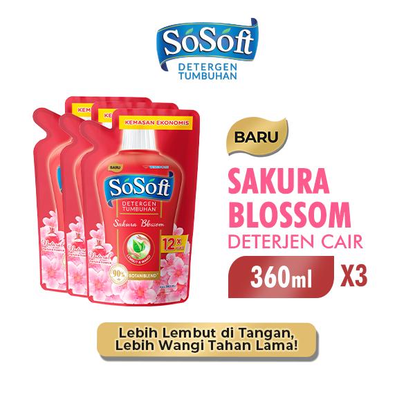 SoSoft Deterjen Cair Sakura Blossom Pouch 360ml x3