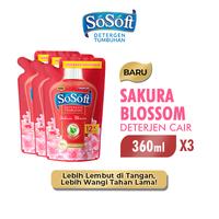 Gambar SoSoft Deterjen Cair Sakura Blossom Pouch 360ml x3 dari Wings Indonesia Kab. Sidoarjo 1 Tokopedia