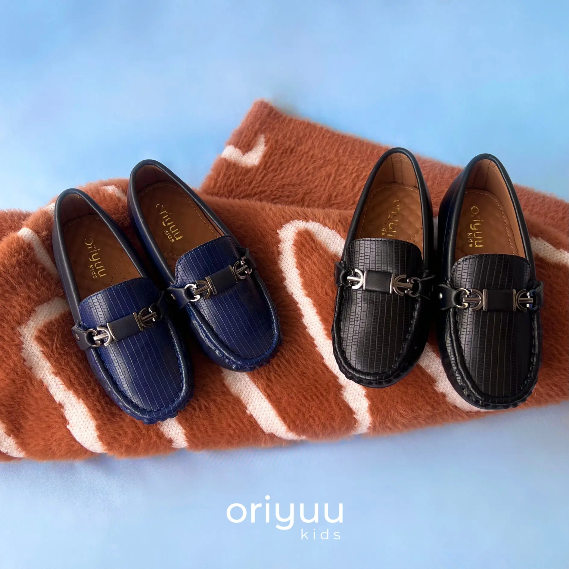 Mini Gentleman - Bit Metal - Oriyuu Kids - Sepatu Pantofel Anak Laki Formal Pesta Slip On Kulit