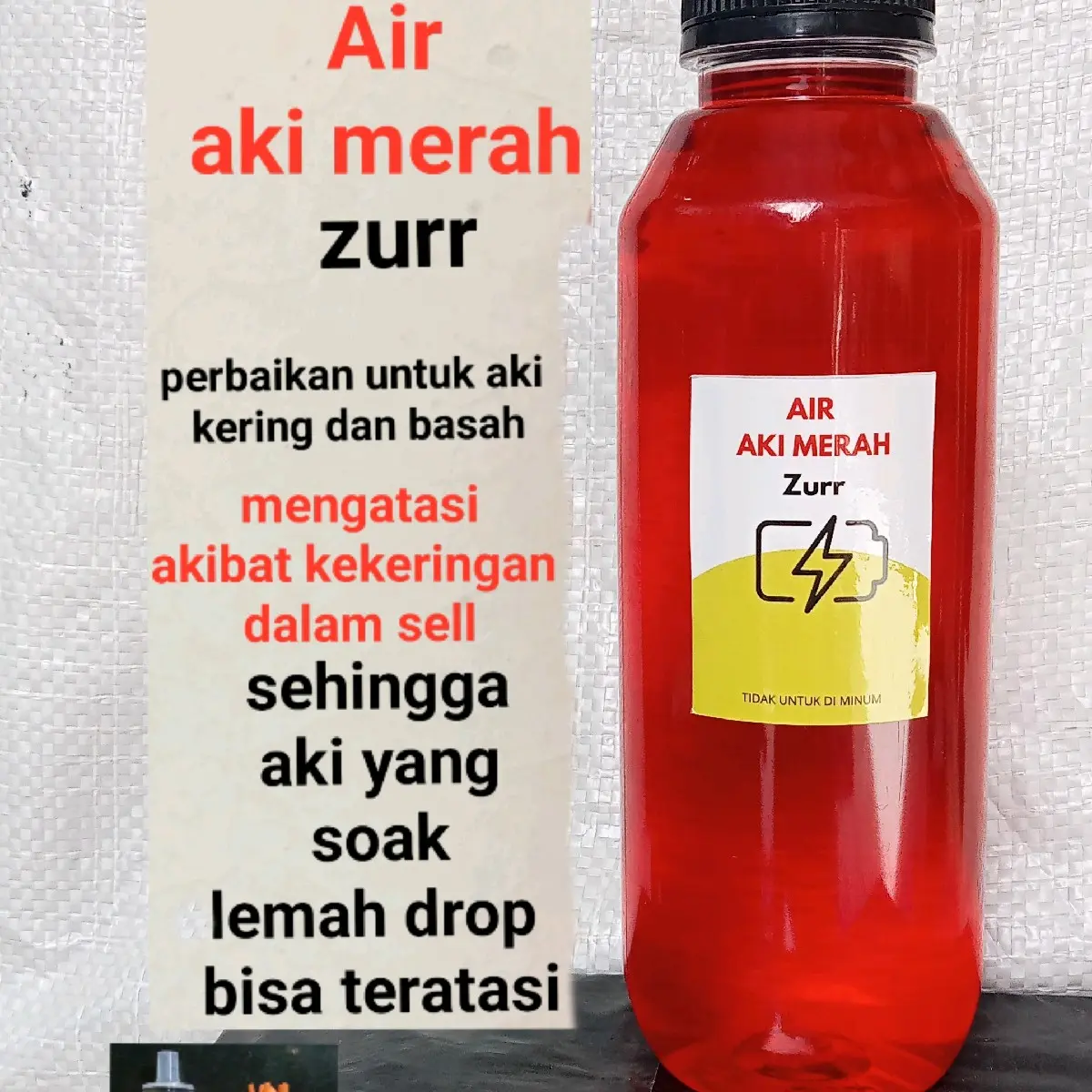 Air aki merah zurr elektrolit 500ml