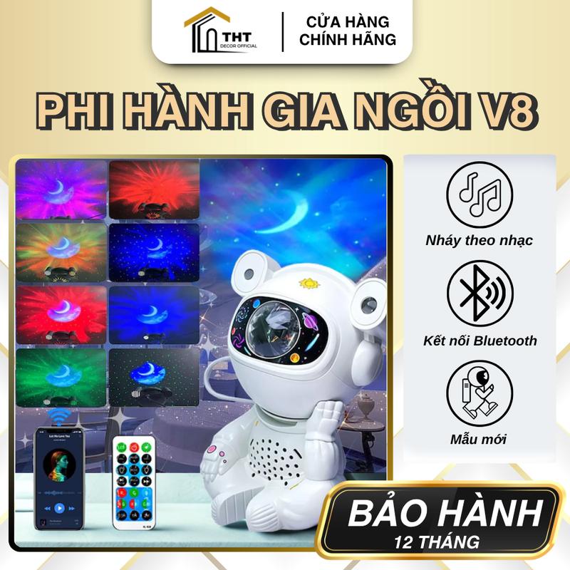 Đèn Phi Hành Gia Ngồi V8 THT DECOR Đèn Ngủ Chiếu Thiên Hà Mẫu Mới 2025 Kết Nồi Bluetooth Nháy Theo Nhạc Hẹn Giờ