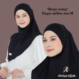 ALVIYA HIJAB - Bergo M Instan Rayon Kaos Size M Rayon Viscose Premium Flowly Ringan Adem Fleksibel Jilbab Daily ALVIYA PREMIUM HIJAB