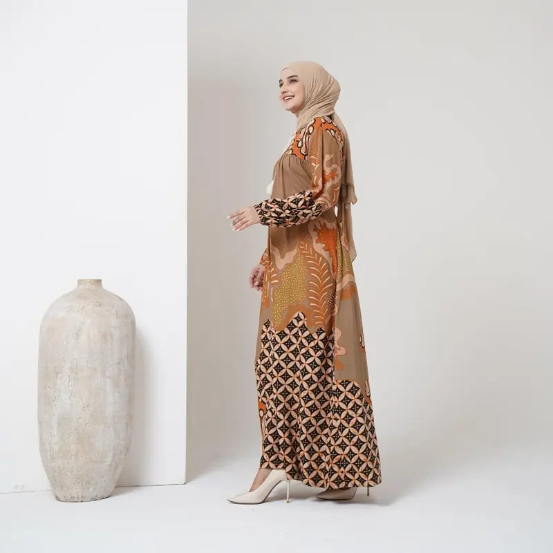 Abaya Gamis Jamilah gudang Salen Daster Longdress Lengan Panjang Muslim Panjang Maxi Wanita Rayon Hitam Motif Kaftan 3