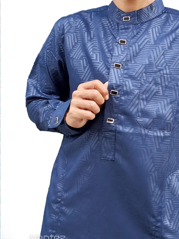 Baju Koko Embos Dewasa Model Kekinian Lengan Panjang Jubah Pria dengan Saku dalam - Kurta Katun 1