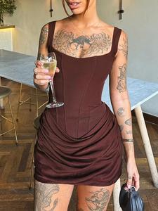 Vestido de corsé con espalda de acero para mujer, atuendo sexy para discoteca, vestido de fiesta mini ajustado con fruncido, ideal para celebridades y eventos especiales