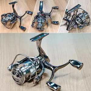 Sougayilang [COD] Reel Pancing Metal Power Handle Two-Way 12+1BB Max Drag 22LB Katrol Kerekan Alat Pancing Ikan Laut Spool Metal Aluminium Reel Pancing 1000 2000 3000 4000 6000, 1 Bauh Reel, Indonesia Spot