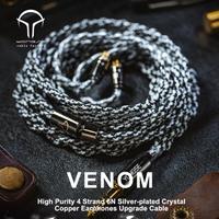 Gambar Yongse Venom High Purity 4 Strand 6N Silver-plated Crystal Copper Earphones IEM In Ear Monitor Upgrade Cable - 3.5mm - 2 Pin dari Bass Audio Official Kota Bandung 2 Tokopedia