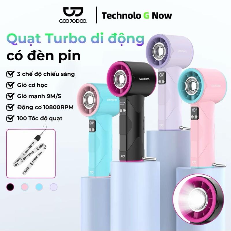 GOOJODOQ Quạt Turbo Di Động Có Đèn Pin 100 Tốc Độ Gió Động Cơ Không Chổi Than Tốc Độ Cao Màn Hình LED Sang Trọng Pin 4000mAh Tiện Lợi Cho Du Lịch Camping