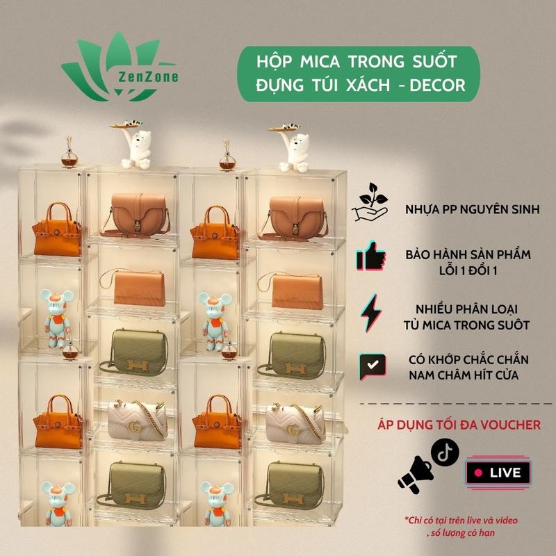 ZENZONE Hộp đựng túi xách Hộp trong suốt Hộp Mica Hộp đựng đồ chơi mô hình Hộp đựng giày đa năng