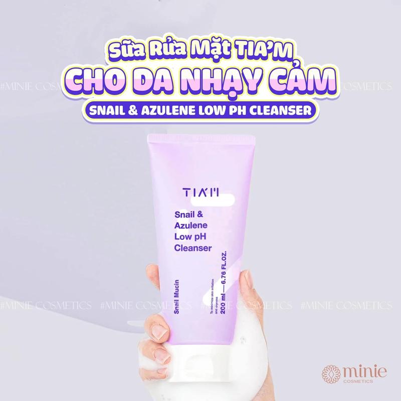   Long chun x minie  TIA'M Sữa Rửa Mặt Snail & Azulene Low PH Cleanser 200ml Cho Da Nhạy Cảm 