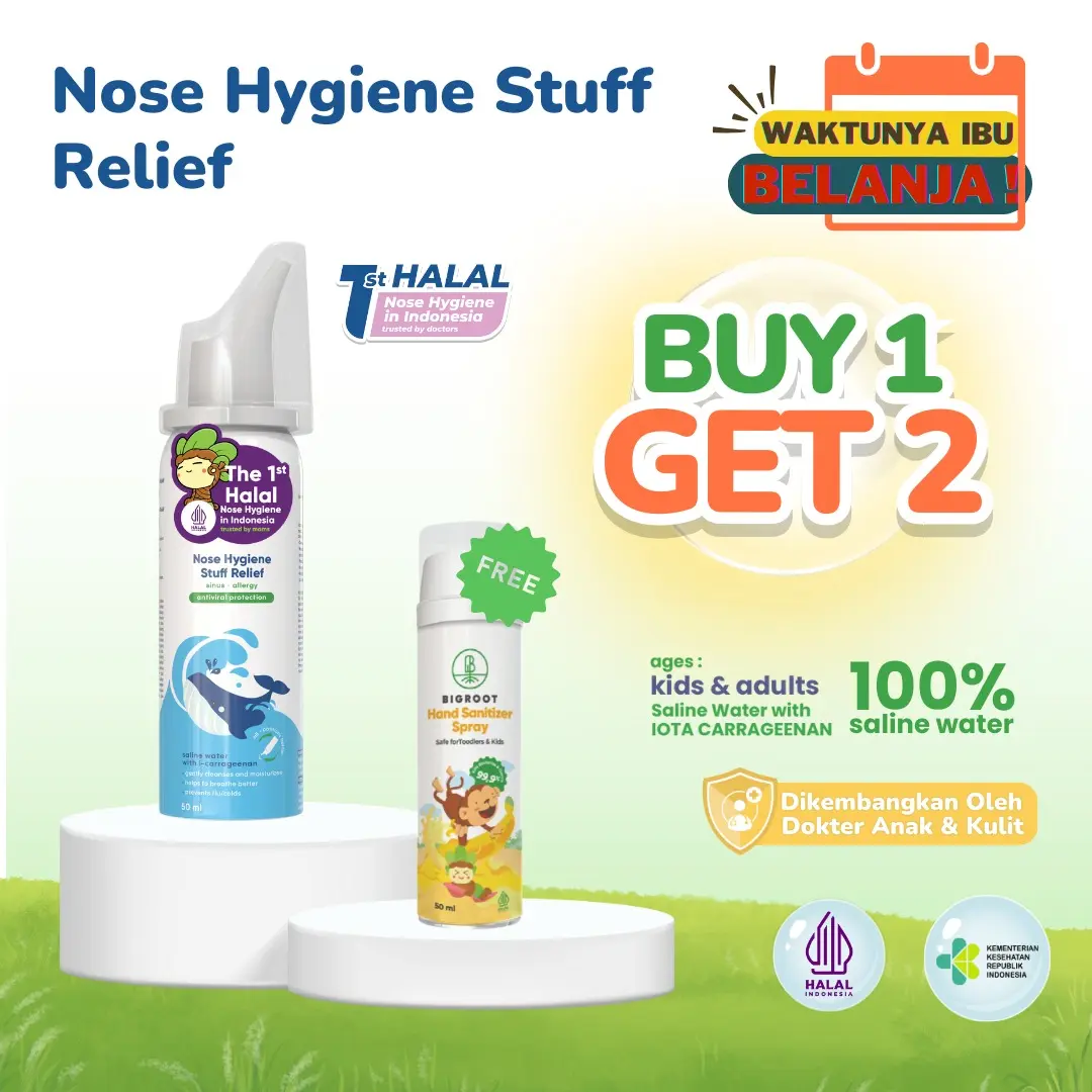 [BUY 1 GET 2] Bigroot Nose Hygiene Stuff Relief 3th - Dewasa 50ml Cleaning Hidung Pencuci Perawatan FREE Hand Sanitizer 50ml