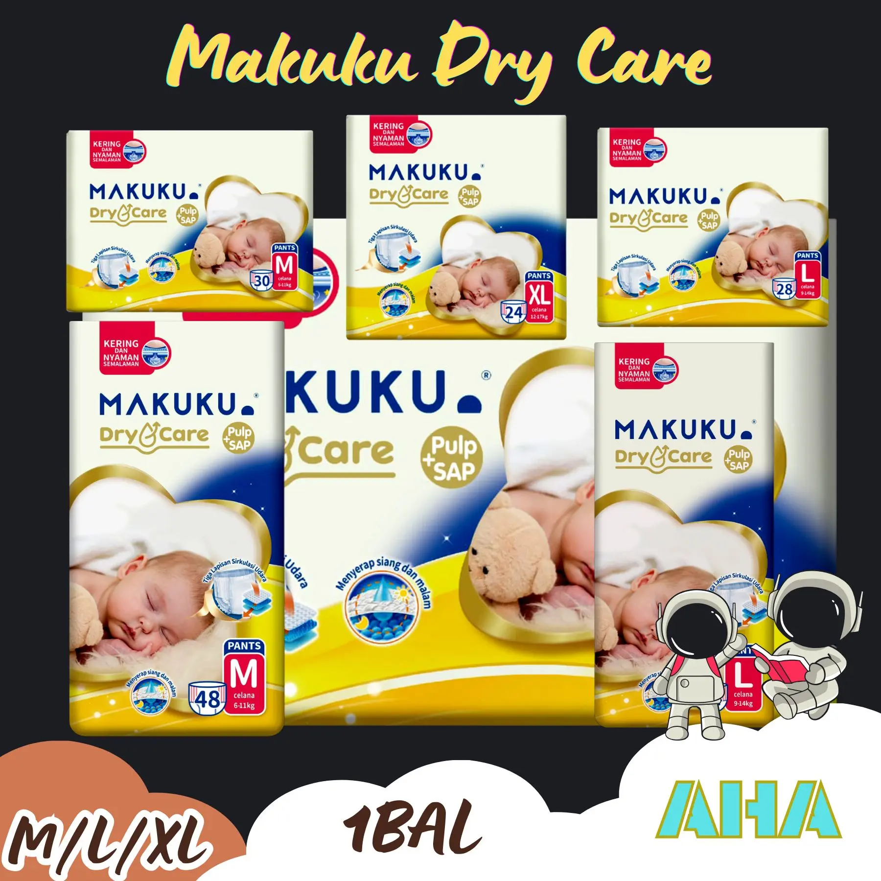 [BARU] Popok Celana Makuku Ekonomis - Big Pack M[30], L[28], XL[24], M[42+4], L[40+4], XL[38+4]