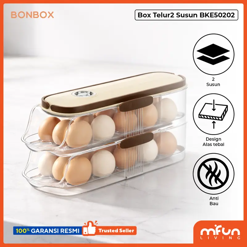 BONBOX TEMPAT PENYIMPANAN TELUR EGG BOX 2 SUSUN KOTAK PLASTIK BKE50202