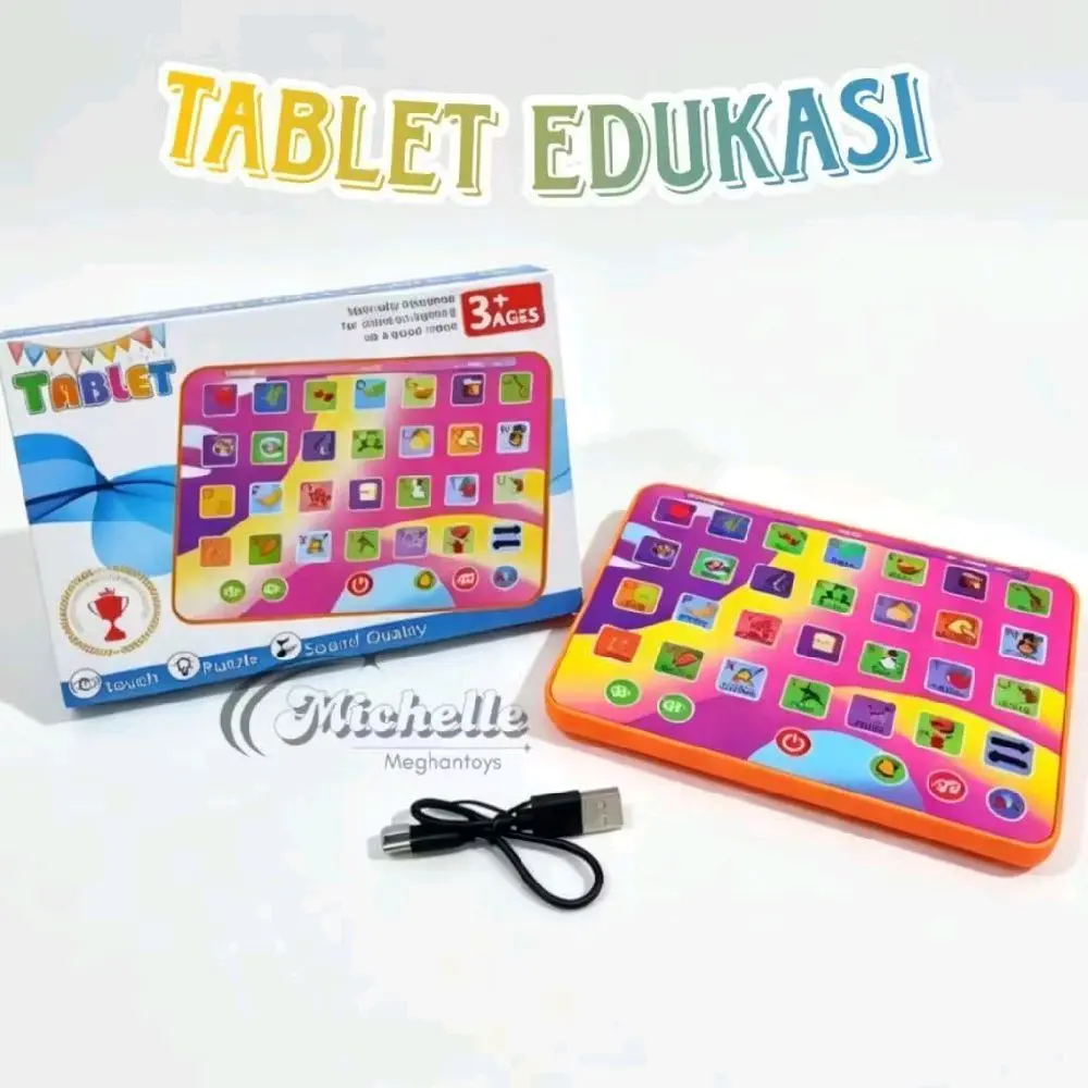 Mainan Edukasi Anak Tablet Pintar - Mainan Tablet Learning Touch Screen Bisa Mengeluarkan Suara dan Musik