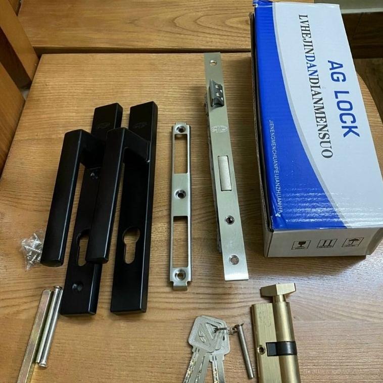 Khoá tay gạt Ag tay vuông củ khoá đồng lắp cửa nhôm hệ 55, hệ việt pháp, hệ 700, sắt hộp 3 x 6